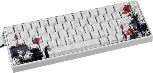 PBT Lot de touches pour claviers mécaniques 65 % Motif fleurs de prunier japonais Profil de hauteur avec revêtement résistant à l'huile