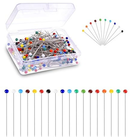 CZ Store - Flerfärgade huvudstift | 250 st | ✮LIVSTA GARANTI✮| 38 mm långa | Runda glasmuggar, hållbara tillbehör för kviltning, klädtillverkning, syror, lapptäcke, broderi (125)