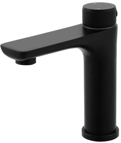Infrarot Wasserhahn Bad mit Sensor Waschtischarmaturen, Automatisch Badarmatur Gerade, Berührungsloser Waschtischarmatur für Badezimmer Küche (Schwarz)