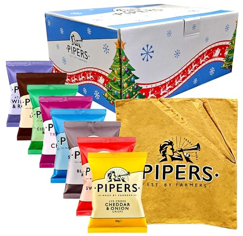 Pipers Crisps Festive Selection Box 8 Flavours with Tote Bag 8 x 40g Multipack Snack Bundle