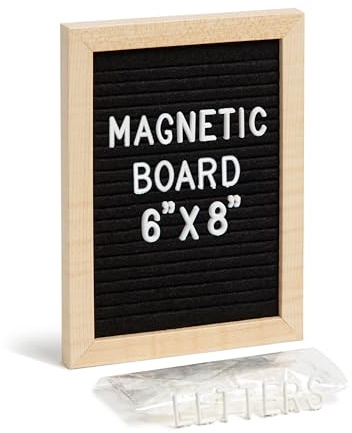 Magnetic Locker Letter Board, Black Felt, 8 x 6, Wood Frame