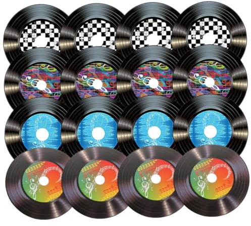 Décoration Murale de Disques Vinyles 16 Pièces en Papier Vintage | Ambiance Rétro Artistique, pour Café et Hôtel, Ornements Suspendus Décoratifs