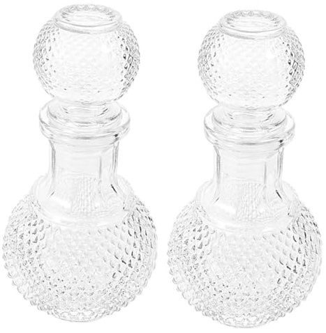 UKCOCO 2pezzi Vetro Trasparente Decanter Per Vino Bottiglia Di Liquore in Vetro Per Whisky Succo Di Frutta Fresco Acqua e Altre Bevande Contenitore Per Conservazione Lungo Termine Di Vino