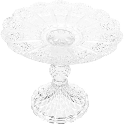 MUCKLILY Coupe à Fruits en Verre sur Pied Plateau à Fruits Secs Transparent Assiette de Service pour Amuse-Gueules Plateau Décoratif Vintage pour Table Cuisine Plat à Dessert Élégant