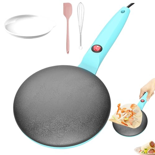 Crepiera | Padella per frittelle | rotonda | Pancake portatile | Riscaldatore 7.8 pollici controllo automatico della temperatura, elettrico istantaneo antiaderente