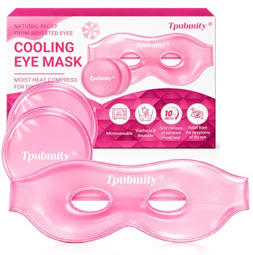 Masque Yeux Réfrigérant en Gel et 2 Pads Rafraîchissants, Masque Yeuxs Froid, Kit Soin des yeux, Relaxation Partout avec la Compresse Froide Yeuxs à Sangles Réglables, Soulage la Fatigue Oculaire