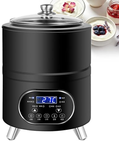 KRYANFEN Fermentatore Elettrico Yogurtiera Professionale 8L Acciaio Inox 304 con 6 Funzioni per Fermentazione di Impasto e Crauti in Hotel e Punti di Ristoro Black-8L