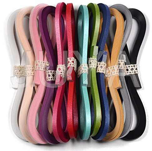 JUYA Metallisch Papier Quilling Set 2/3/5/7/10 mm Breite verfügbar (12 Farben, Breite 5mm)
