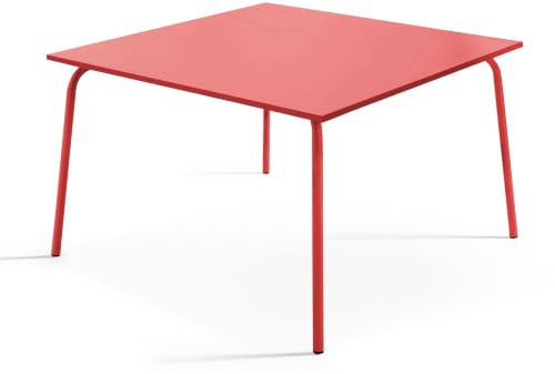 Oviala Palavas Gartentisch, quadratisch, aus Metall, Rot