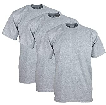 Pro Club Men's 3-Pack Heavyweight Cotton Short Sleeve Crew Neck T-Shirt, Heather Gray, X-Large