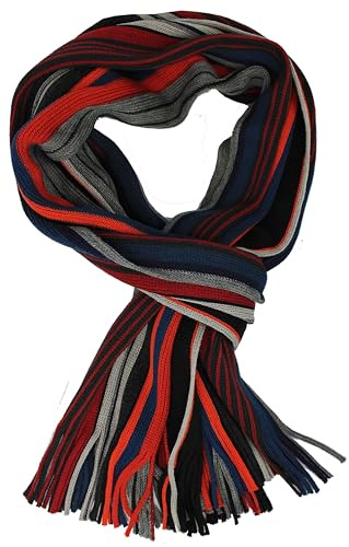 Rotfuchs Strickschal Herrenschal Damenschal Unisex reine Wolle gestreift feinstrick mit Fransen mehrfarbig
