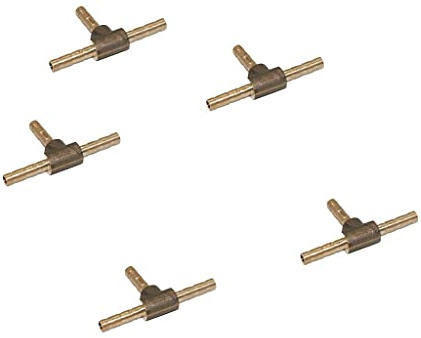 amagogo 5 Stücke T Förmigen 3 Weg Messing Barb Fittings Rohrverbinder - 4 mm