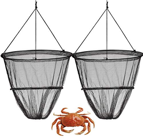 ADEPTNA Set of 2 Crab Fish Crayfish Lobster Drop Nets with Bait Clip and Rope - Perfect Crabbing Net For Crabs And Crayfish - Endless Hours of Fun Along the Shore