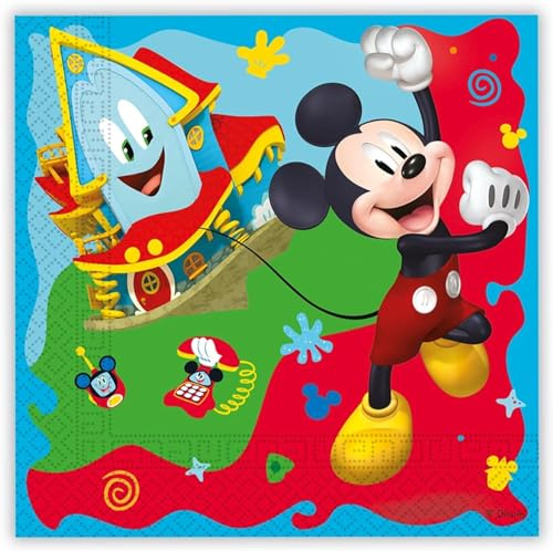 0881 Papierservietten, 20 Stück, ideal für Partys und Geburtstage, Mickey, Maße: 33 x 33 cm.