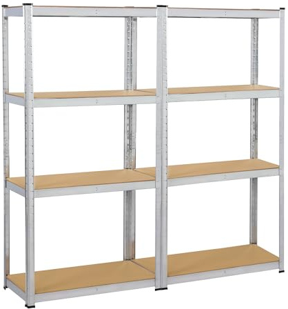 Yaheetech Set di 2 Scaffali Metallo 160x160x40 cm 4 Ripiani Regolabili | Scaffalature Angolari Portante 1040 kg Struttura Acciaio Robusta per Garage Magazzino Cucina