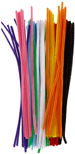 Glorex 6 3800 661 - Biegeplüsch, Chenilledraht, Pfeifenreiniger, 100 Stück, farbig sortiert, 6 mm x 30 cm