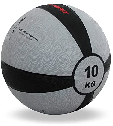 Train Hard Medizinball 1 kg bis 12 kg, Gummi Gewichtsball in 10 Farbig, Professionelle Gymnastikball für Krafttraining, Crossfit und Fitness (10 KG - Grau)