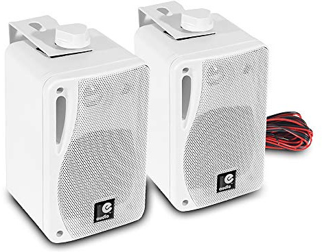 E-Audio B416 Wall Mount Speakers with Brackets Background Music Home Hi-FI Stereo PA 3 Inch 3-Way 80w White