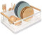 BRIAN & DANY Escurreplatos con Mango de Madera, Escurridor de Platos, Soportes para Platos, 42 x 30 x 15 cm, Blanco