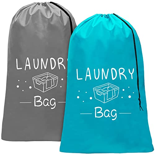 Sylfairy 2 Pack Extra Large Travel Laundry Bag, Dirty Clothes Organizer with Drawstring,Heavy Duty Travel Laundry Bags,Easy Fit a Laundry Hamper Travel Essentials