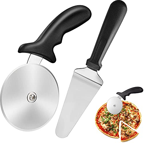 BESSIKON® Pizzaschneider,Pizzaroller,Pizza Schneideroller,Pizza Cutter,Pizza Kochfeld aus Edelstahl,Rutschfester Silikongriff Pizzarad Pizzateiler,Pizza Roller Cutter,Küchengeräte Pizza Set Zubehör