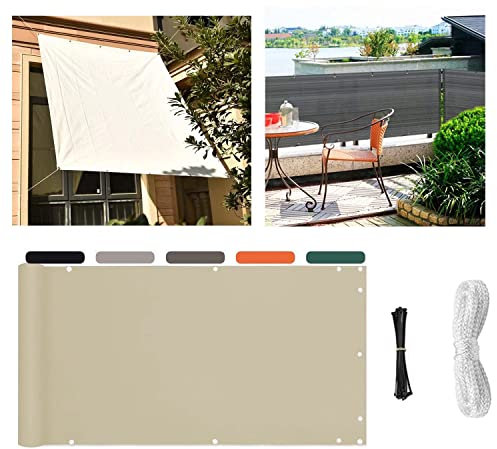 Amcerd Sichtschutz Garten 100x700cm, Polyester Sonnensegel Sonnenschutz, Balkonverkleidung, UV-Schutz Windschutz für Terrasse Garten Zaun