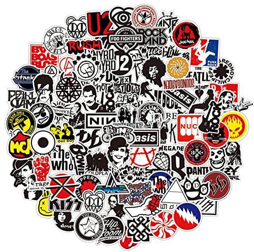 EUFFO Sticker Set 100 Stück Vintage Rock Band Aufkleber für Koffer Laptop Fahrrad Motorrad Skateboard Helm Auto Stickerbombing Wasserfeste Graffiti Punk Sticker