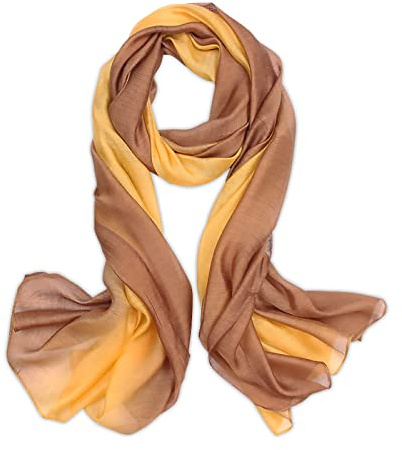 LumiSyne Seidenschal Damen Farbverlauf Baumwolle Leinen Seidentuch Mode Eleganten Leichte Weich Halstuch Sonnencreme Stola Ganzjährig