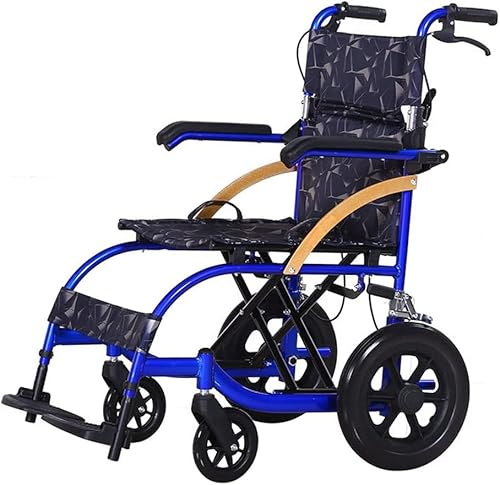 TOMYEUS Carrozzina da Trasporto Carrozzina Leggera Pieghevole in Alluminio Carrozzina Portatile per Riabilitazione Carrozzina da Viaggio Camminatore per Anziani