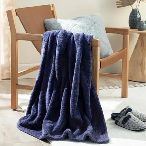 ENGLISH HOME Kuscheldecke, Flauschig Decke, Flanell Fleecedecke, Warm Wolldecke, Weich Sofadecke, Hochwertige Couchdecke, Damen, Softy, Marine Blau, 130x170 cm