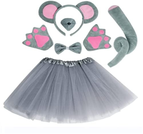 baotongle Kids Mouse Costume Set: Ears/Tail/Bow Tie Tutu Animal Dress Set for Children's Carnival
