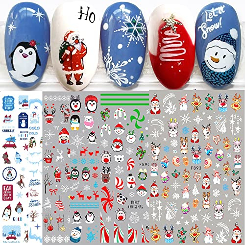 10 Blatt Nagelsticker Weihnachten Nagelaufkleber Selbstklebend Bule White Pine Tree Rentier Nail Art Sticker Dekoration Nageldesign Zubehör