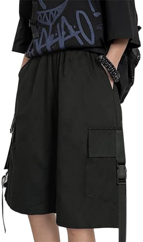 DINGJIUYAN Loose Cargo Shorts Women Large Pocket Harajuku Japan Shorts Girl Couple Korean Street Summer Hip Hop Short Pants-Baggy