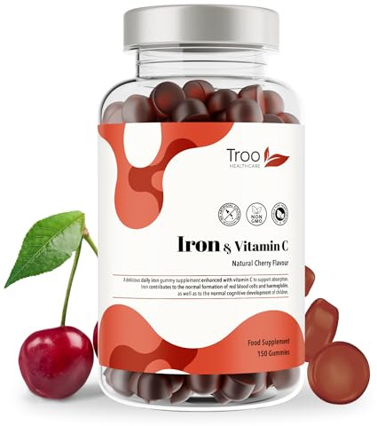 Troo Health Care Iron & Vitamin C - 150 Natural Cherry Flavour Gummies