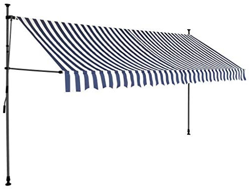 FIRBNUS Toldo Manual Retráctil con LED Azul y Blanco Toldos Exterior Enrollables Toldo Ajustableterraza Toldo Retractil Exterior Toldo Retráctil con Manivela 400 cm Toldo Extensible