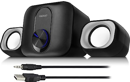 Eminent Altoparlante PC con subwoofer, sistema audio 2.1 per PC e laptop, alimentazione USB, compatto e salvaspazio, EM3515