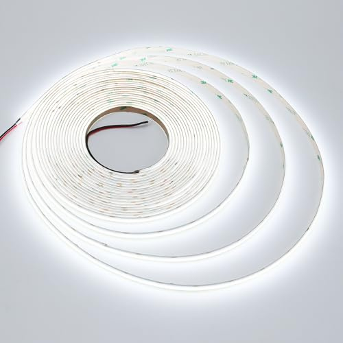JOYLIT 10M COB LED Streifen 24V 6000K Kaltweiß 120° Innen 384LEDs/M | Dimmbar CRI 90+ 7650LM Hell Selbtklebend Licht Band für Schlafzimmer, Wohnzimmer, Büro, Hotel ( Nur Licht )