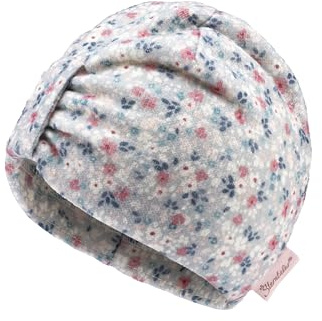 Sterntaler Beanie Mütze in Melange Optik mit dezentem Streifen - Neugeborenenmütze mit angeschnittenen Ohrenklappen und Bindeband