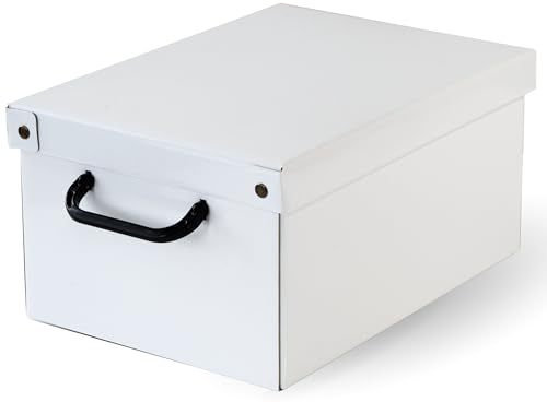 Lavatelli Boite de Rangement avec Couvercle, Organizer en carton, pour Vetement, Meuble de Rangement Chambre, Bureau, Organisateur Tiroir, Boite Cadeau, Blanc, 25x35x17,5 cm