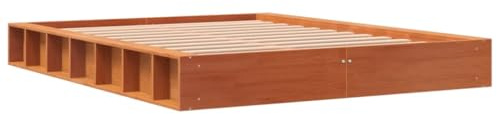 vidaXL Massivholzbett, Holzbett Bett für Schlafzimmer, Bettgestell Bettrahmen mit Lattenrost, Doppelbett Schlafzimmerbett, Wachsbraun 120x190cm Kiefer