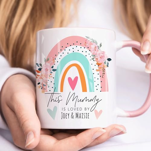 The Whistling Wren Personalised Mummy Rainbow Mug, Gift for Mum from Kids