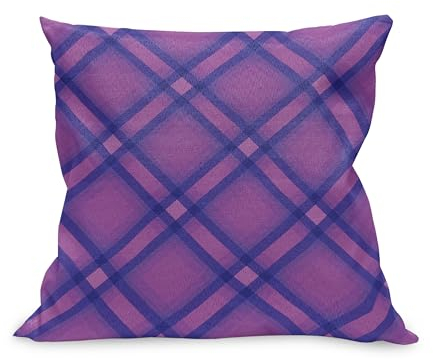 ABAKUHAUS Plaid Kissenbezug, Lila Awakening Tones Modernisierte Tartan wie Klassische geometrisches Muster, Kissenhülle mit Reißverschluss Beidseitiger Druck, 50 x 50 cm, Fuchsia und Dunkelblau