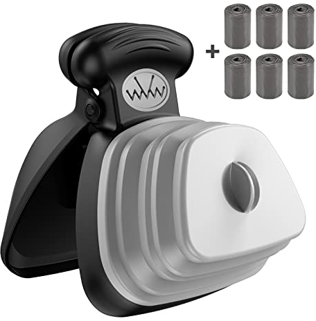 Ankilo Hundekotgreifer für Unterwegs, Hundekotzange Pooper Scooper mit 6er Beutel, Tragbare Hundekotschaufel mit Erweiterbarem Fach für Hundekotbeutel, Kotschaufel Hunde