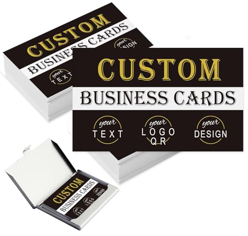 Individuelle Visitenkarten, personalisierte Visitenkarten mit Foto für kleine Unternehmen, personalisierbar mit Logotext, 1000, 500, 200, 100, doppelseitig bedruckbar, wasserfest, 8,9 x 5,1 cm