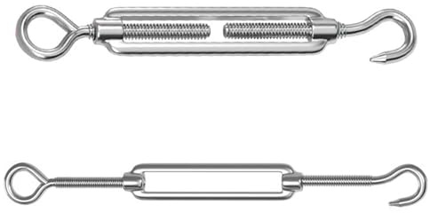 TEN-HIGH M12 Hook & Eye Turnbuckle Wire Tensioner, 304 Stainless Steel Wire Rope Tensioner, Heavy Duty Cable Tensioner for Garden Wire,Fence Wire Tensioner,Outdoor Hanging, 2pcs