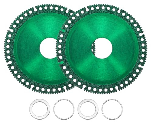 sourcing map Lot de 2 disques à tronçonner diamant de 10,2 cm, roues de coupe à arbre de 22 mm, disque multifonction avec rondelle de 1,6 cm et 25/81,3 cm pour meuleuse, coupe chanfreinage, métal,