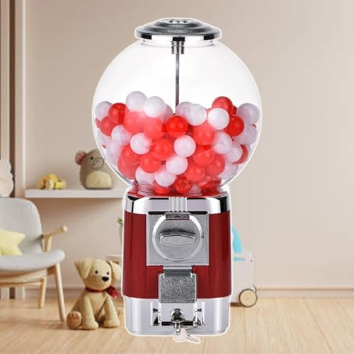 pealiritansemen Mini Vending Machine, Coin Operated Candy Dispenser, Commercial Vending Equipment, Prize Machine Gumball Machine For Shopping Malls, Bookstores, Retail Stores,Red