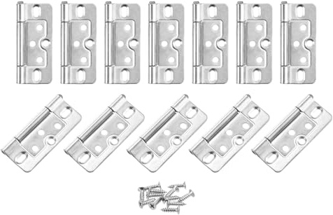 sourcing map 12Pcs 3x1.4 Inch Door Hinges Non-Mortise No Noise Bifold Door Hinges Plating for Cabinet Furniture Window Wardrobe with Screws, Chrome Plating