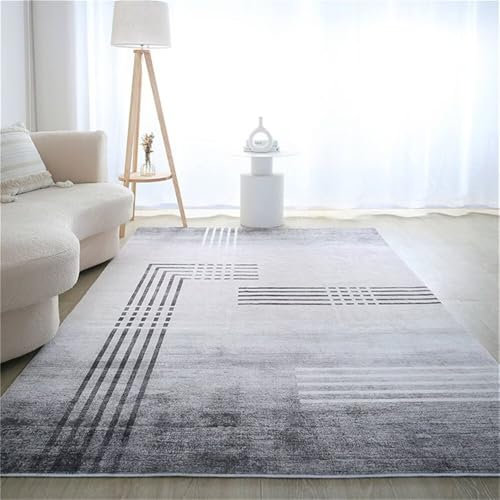 RUGMRZ Teppich Weich Mädchenzimmer Graue geometrische Design Balkon Schalldämmung Nicht verformen Bad Teppiche Webteppich 80X160CM