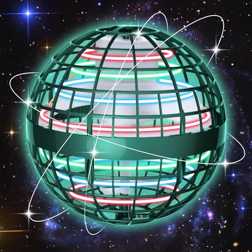 skicare 2025 Hover Ball Fliegender Ball, Flying Orb Ball Magische Spinnerin mit LED Licht Drohne für Kinder Boomerang Flugzeuge Spielzeug Geschenke für Jungen Mädchen Indoor Outdoor Fidget UFO (Grün)